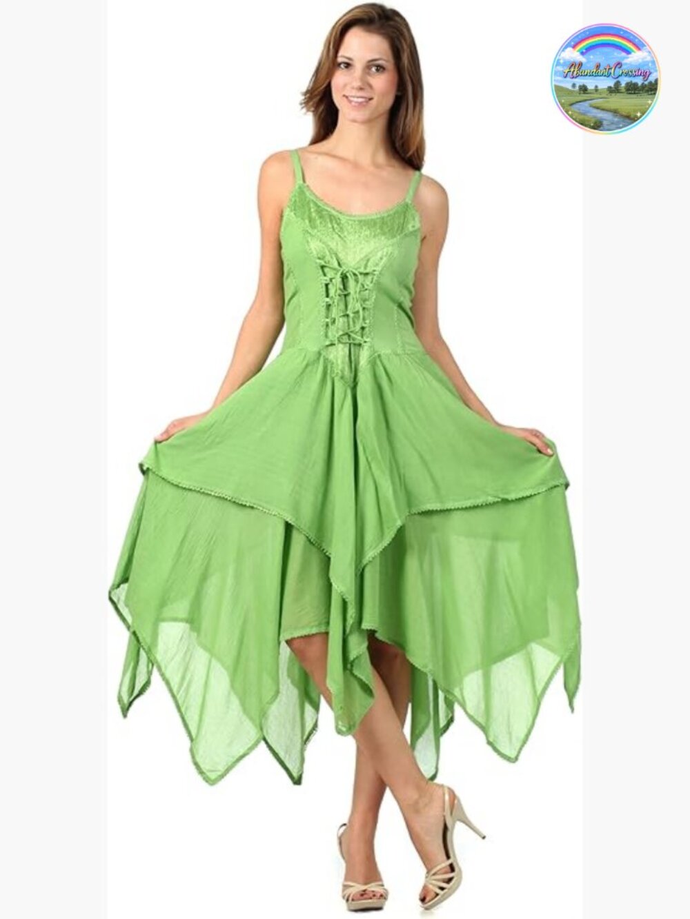 Jacquard Corset Style Handkerchief Hem Dress Smocked Back